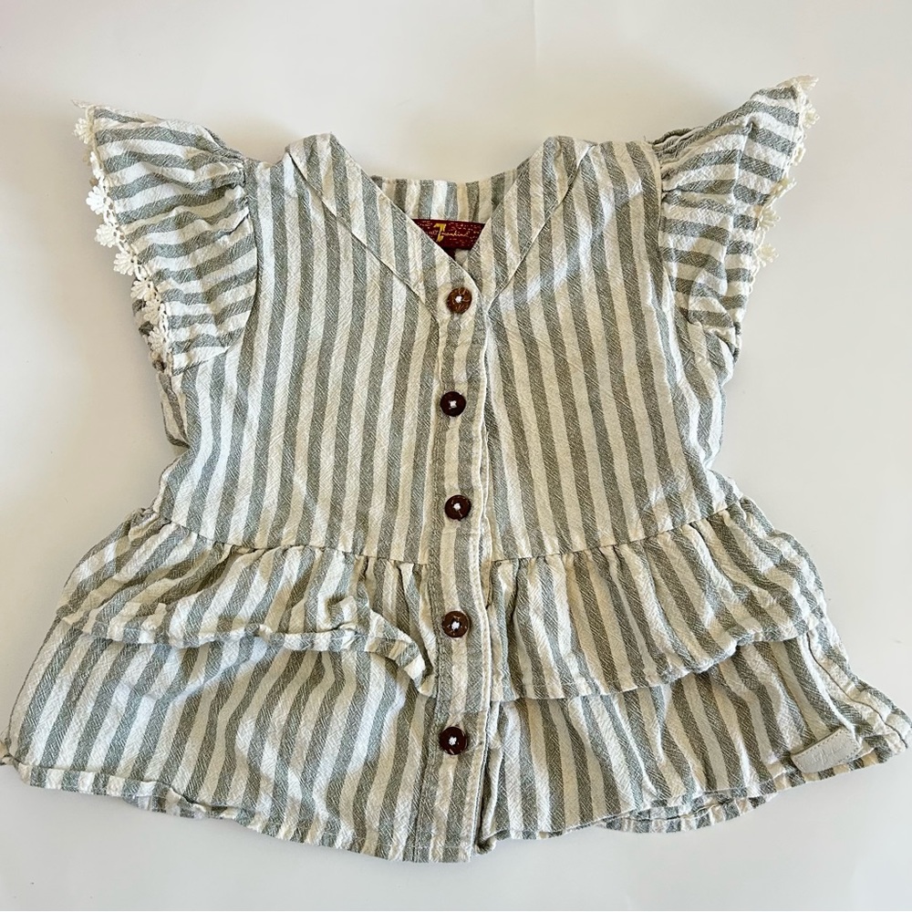 7 for all mankind striped ruffle top Sz 2T